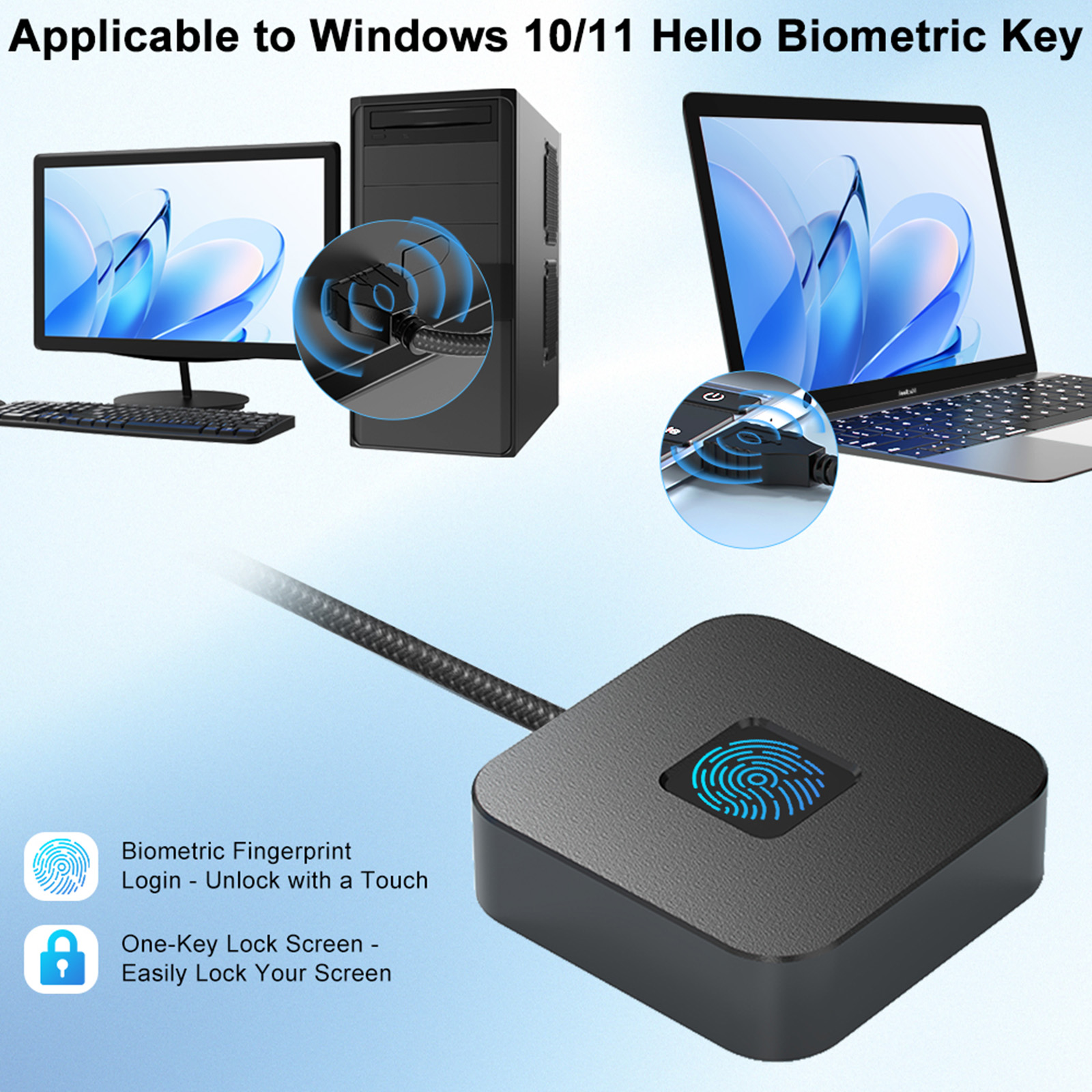 Fingerprint Reader Usb - USB Fingerprint Reader with 5ft Cable