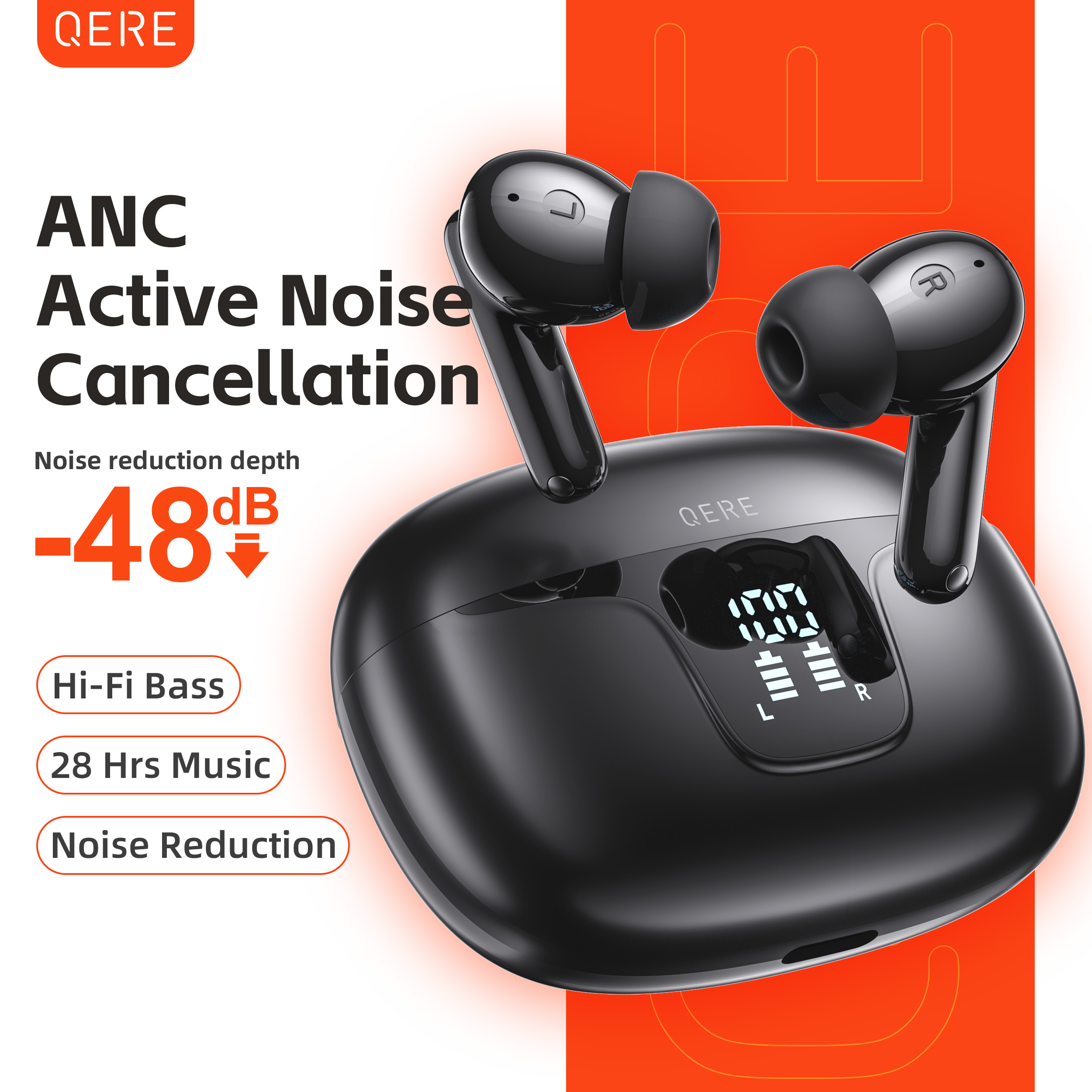 Office Work Tech - QERE E60 Wireless Headphones, TWS Bluetooth