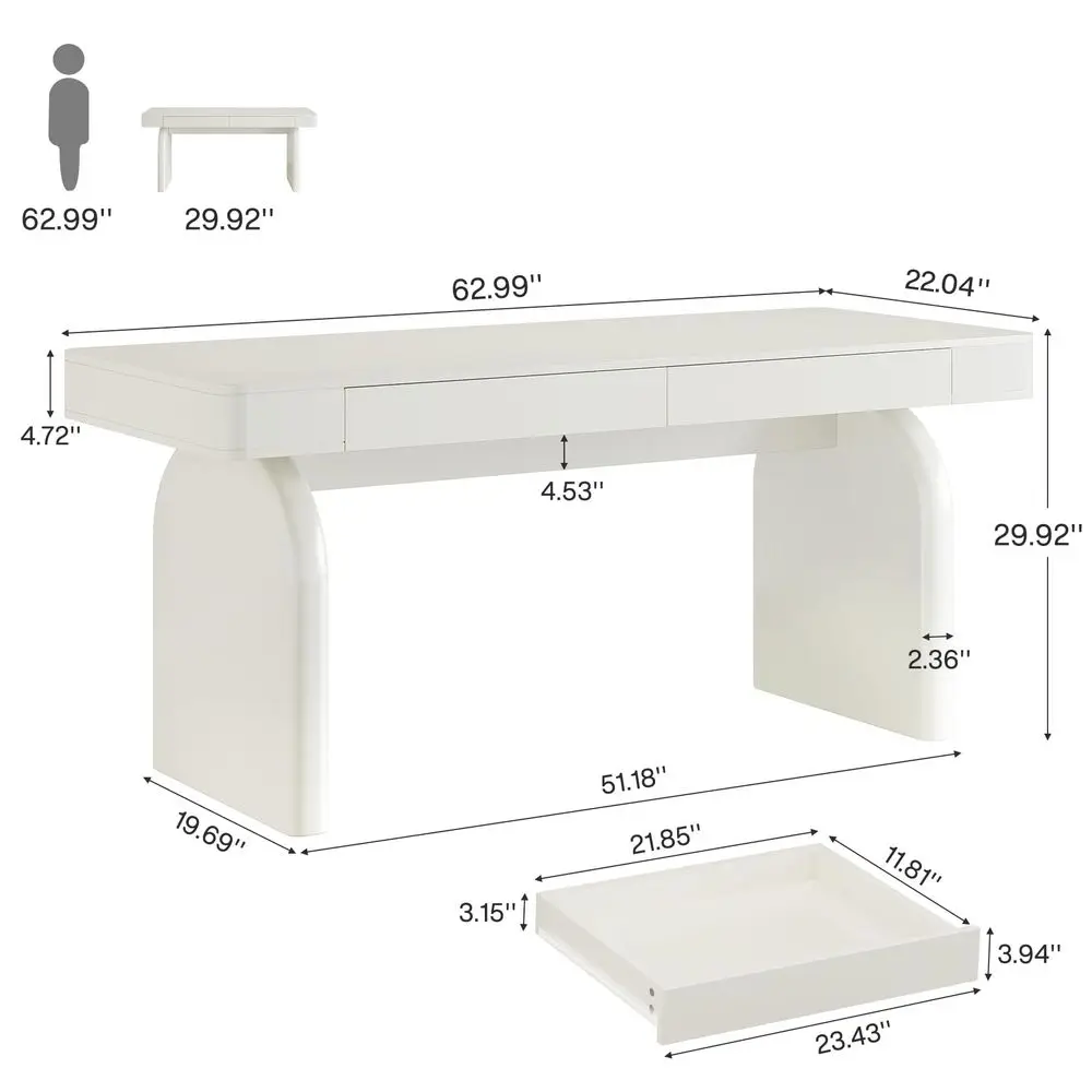 63 Inch Modern White Desk with - Office Xp review and price
